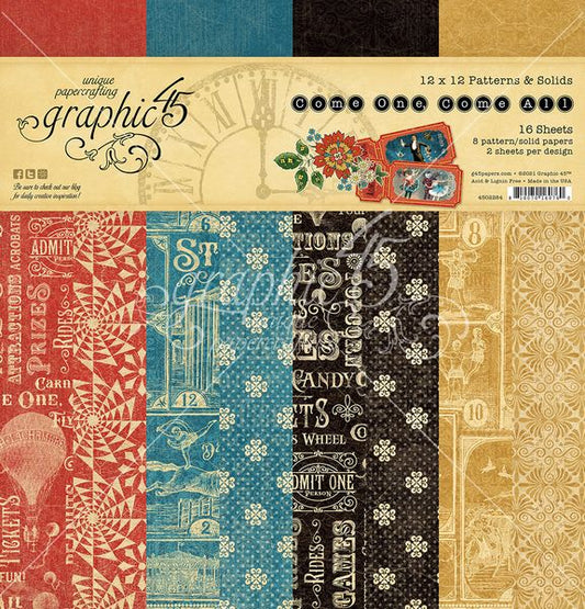 Graphic 45 Come One, Come All 12x12 Patterns & Solids Collection Pack