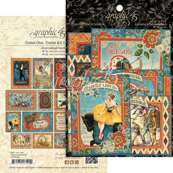 Graphic 45 Come One Graphic 45 Come All Journaling Cards