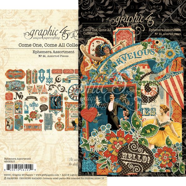 Graphic 45 Come One Graphic 45 Come All Ephemera Die-Cut Assortment