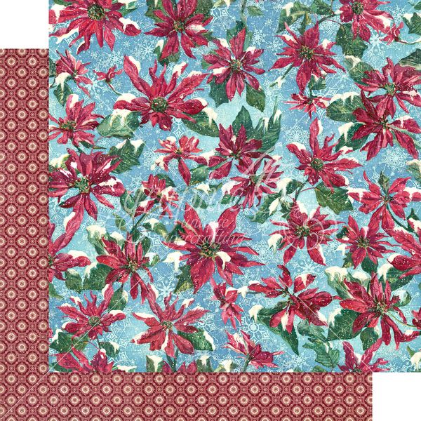 Graphic 45 Let it Snow:Poinsettia Parade 12x12 DS Paper (1 Sheet)
