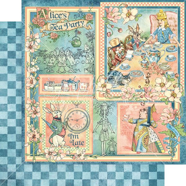 Graphic 45 Alice's Tea Party 12x12 DS Paper (1 Sheet)