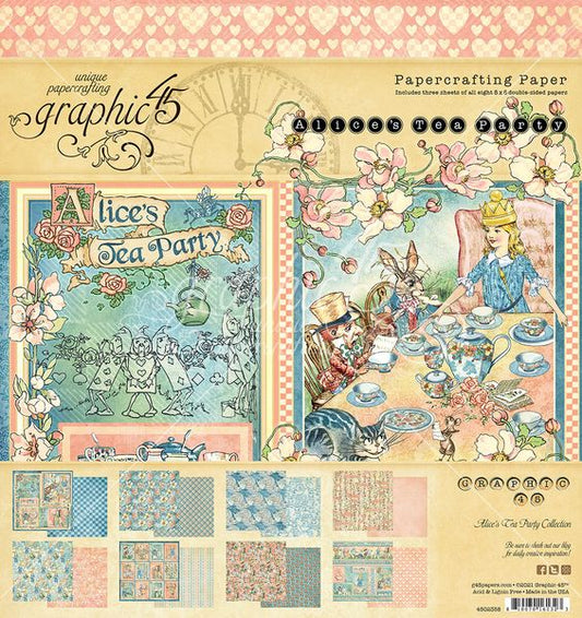 Graphic 45 Alice's Tea Party: 8x8 Pad