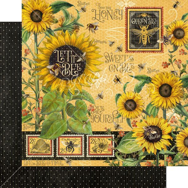 DISC Graphic 45 Let it Bee Collection: Life is Bee- u-tiful  12x12 DS Paper (1 Sheet)