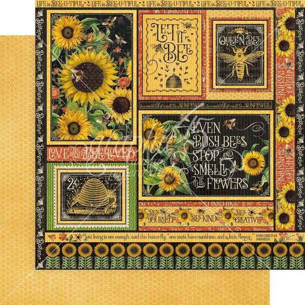 DISC Graphic 45 Let It Bee Collection: Queen Bee 12x12 DS Paper (1 Sheet)