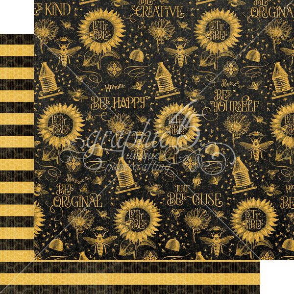 DISC. Graphic 45 Let It Bee Collection: Just Bee-cause 12x12 DS Paper (1 Sheet)