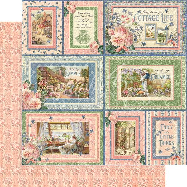 Graphic 45 Cottage Life: Keep Life Simple 12x12 DS Paper (1 Sheet)