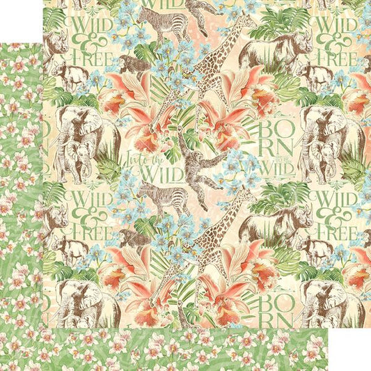 Graphic 45 Wild and Free: Mighty Menagerie 12x12 DS Paper (1 Sheet)