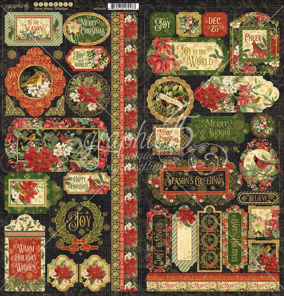Graphic 45 Warm Wishes Collection Stickers