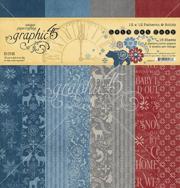 Graphic 45 Let's Get Cozy 12x12 Patterns & Solids Collection Pack