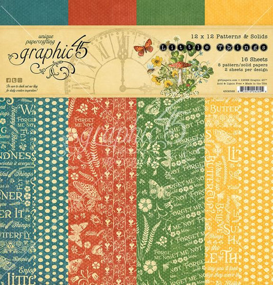 Graphic 45 Little Things 12x12 Patterns & Solids Collection Pack