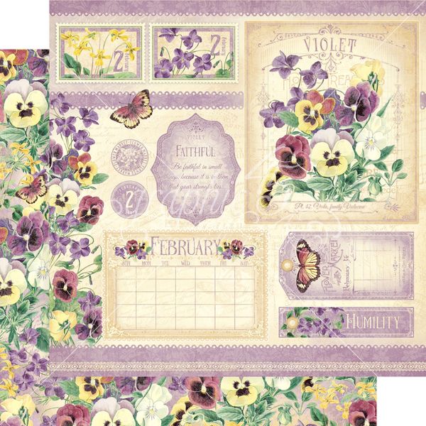 Graphic 45 Flower Market February  12x12 DS Paper (1 Sheet)