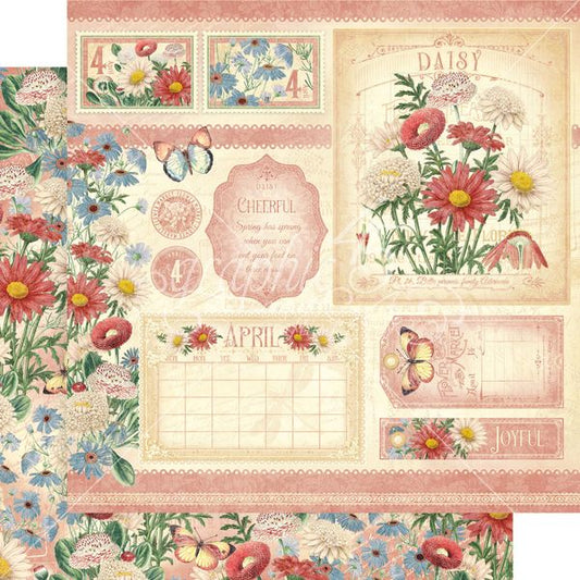 Graphic 45 Flower Market Collection: April 12x12 DS Paper (1 Sheet)