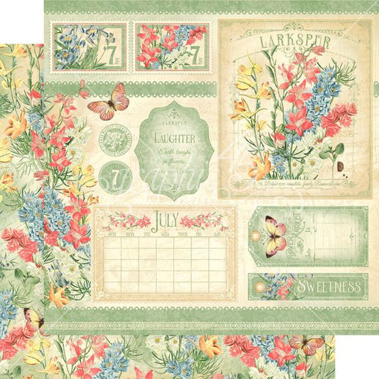Graphic 45 Flower Market Collection: July 12x12 DS Paper (1 Sheet)