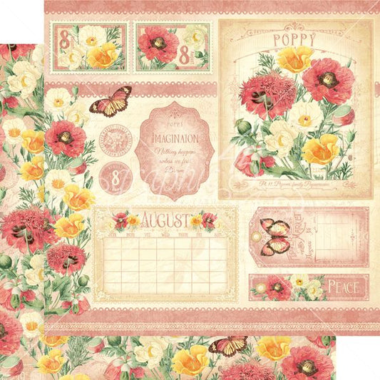 Graphic 45 Flower Market Collection: August 12x12 DS Paper (1 Sheet)
