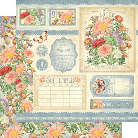 Graphic 45 Flower Market September  12x12 DS Paper (1 Sheet)