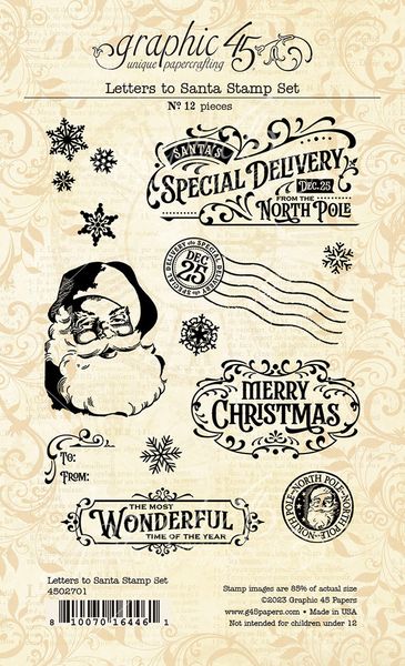 Graphic 45 Stamp Set-Letters To Santa