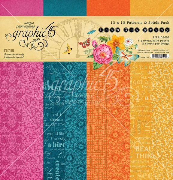 Graphic 45 Let's Get Artsy  12x12 Patterns & Solids Collection Pack