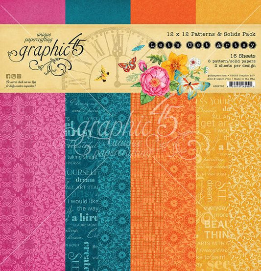Graphic 45 Let's Get Artsy  12x12 Patterns & Solids Collection Pack