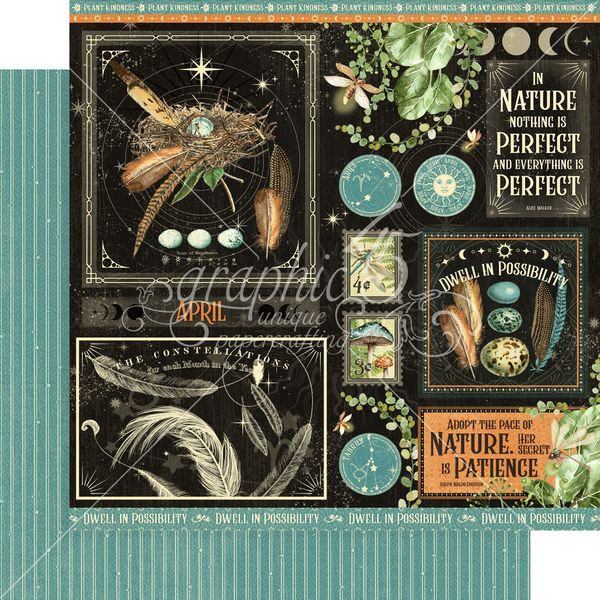 Graphic 45 Life is  Abundant:  April 12x12 DS Paper (1 Sheet)