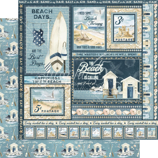 Graphic 45 The Beach is Calling:  Enjoy the Waves 12x12 DS Paper (1 Sheet)