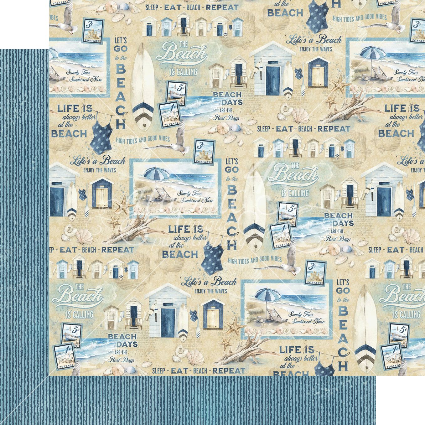 Graphic 45 The Beach is Calling:  Sandy Toes and Sunkissed Nose 12x12 DS Paper (1 Sheet)