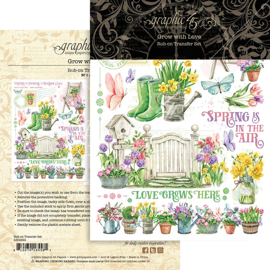Graphic 45 Grow With Love Rub-On Transfer Set