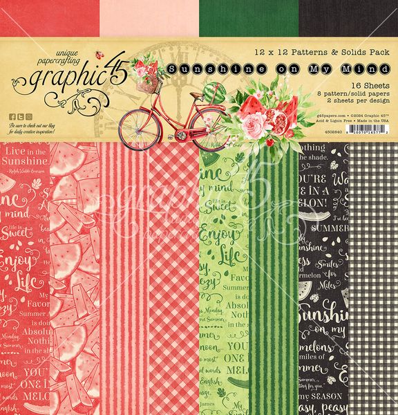 Graphic 45 Sunshine on my Mind  12x12 Patterns & Solids Collection Pack