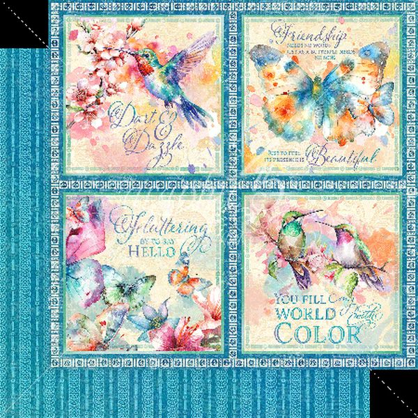 Graphic 45 Flight of Fancy: Dart and Dazzle 12x12 DS Paper (1 Sheet)