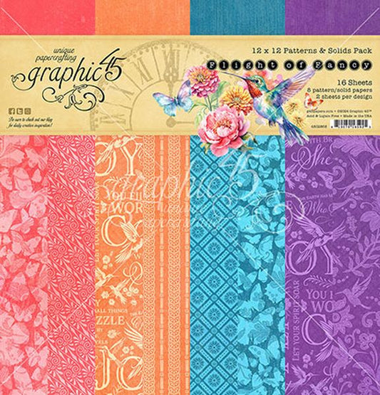 Graphic 45 Flight of Fancy  12x12 Patterns & Solids Collection Pack