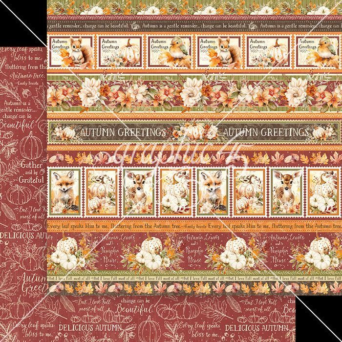 Graphic 45 Autumn Greetings: Thanks & Giving 12x12 DS Paper (1 Sheet)