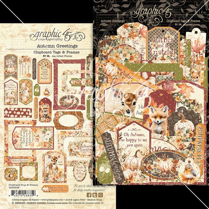 Graphic 45 Autumn Greetings Tags and Frames