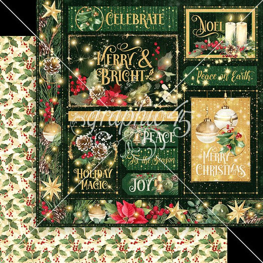 Graphic 45 Merry & Bright: Graphic 45 Merry & Bright 12x12 DS Paper (1 Sheet)