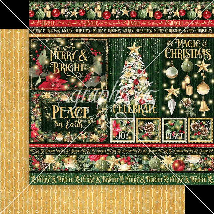 Graphic 45 Merry & Bright: Celebrate Peace 12x12 DS Paper (1 Sheet)