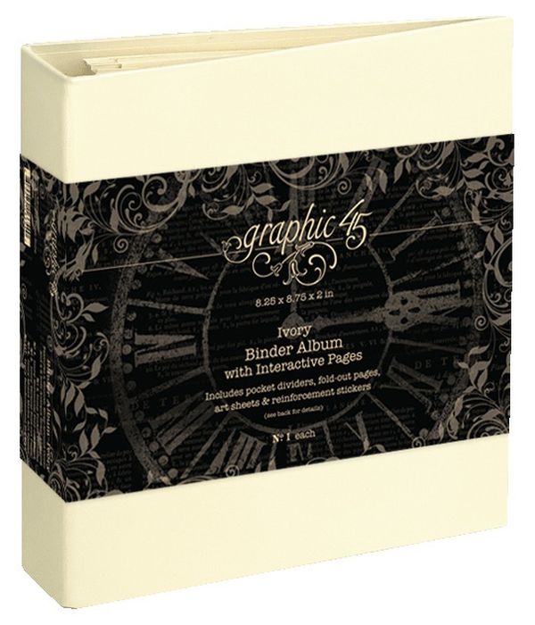 Graphic 45 Staples Binder Album With Interactive Pages-Ivory