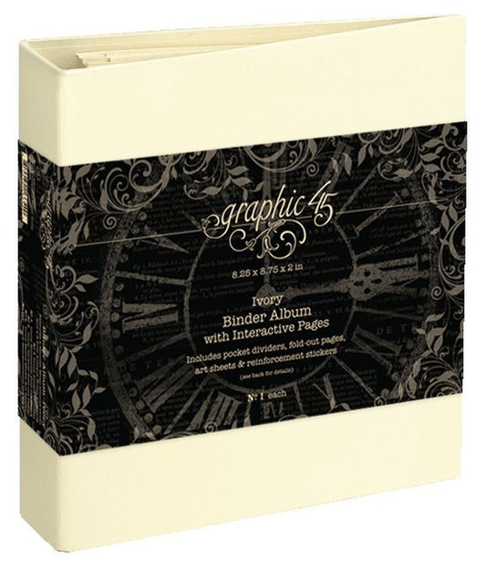 Graphic 45 Staples Binder Album With Interactive Pages-Ivory