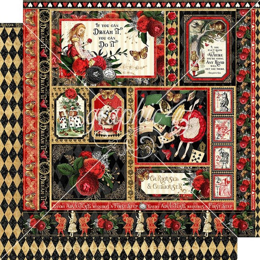 Graphic 45 Curiouser & Curiouser Double-Sided Cardstock 12"X12"-Dream It