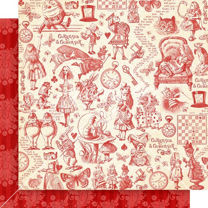 Graphic 45 Curiouser & Curiouser Double-Sided Cardstock 12"X12"-Always Late