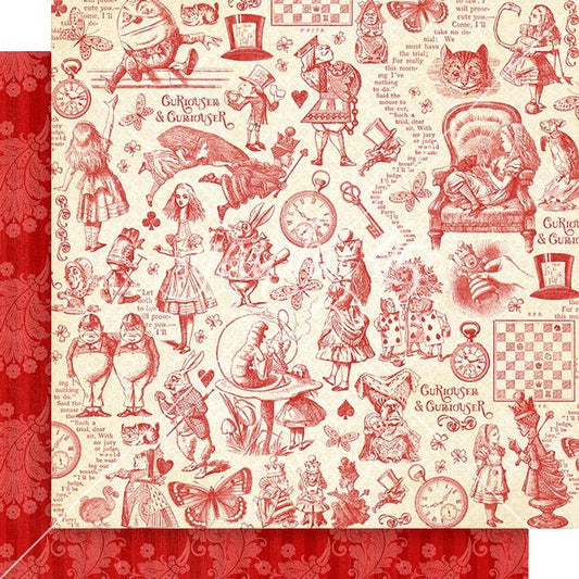 Graphic 45 Curiouser & Curiouser Double-Sided Cardstock 12"X12"-Always Late