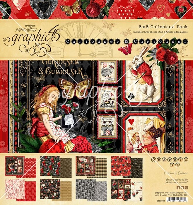 Graphic 45 Collection Pack 8"X8"-Curiouser & Curiouser