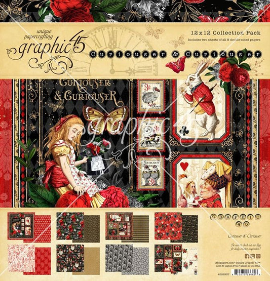 Graphic 45 Collection Pack 12"X12"-Curiouser & Curiouser