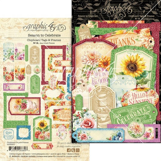 Graphic 45 Season To Celebrate Tags & Frames Die-Cut Assortment