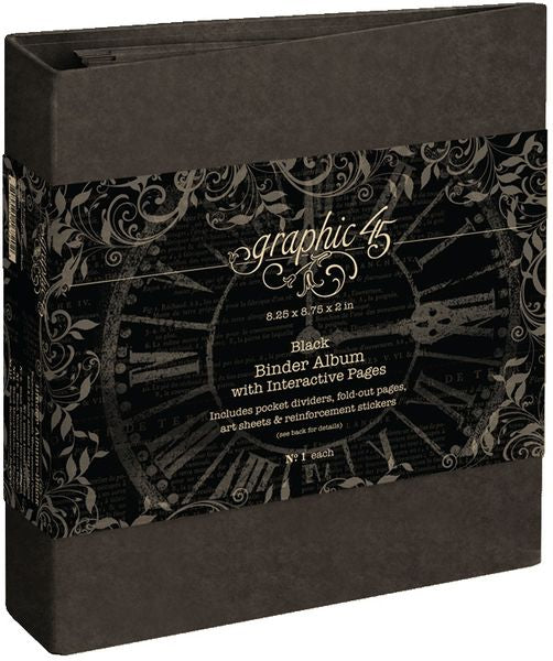 Graphic 45 Staples Black Binder Album With Interactive Pages