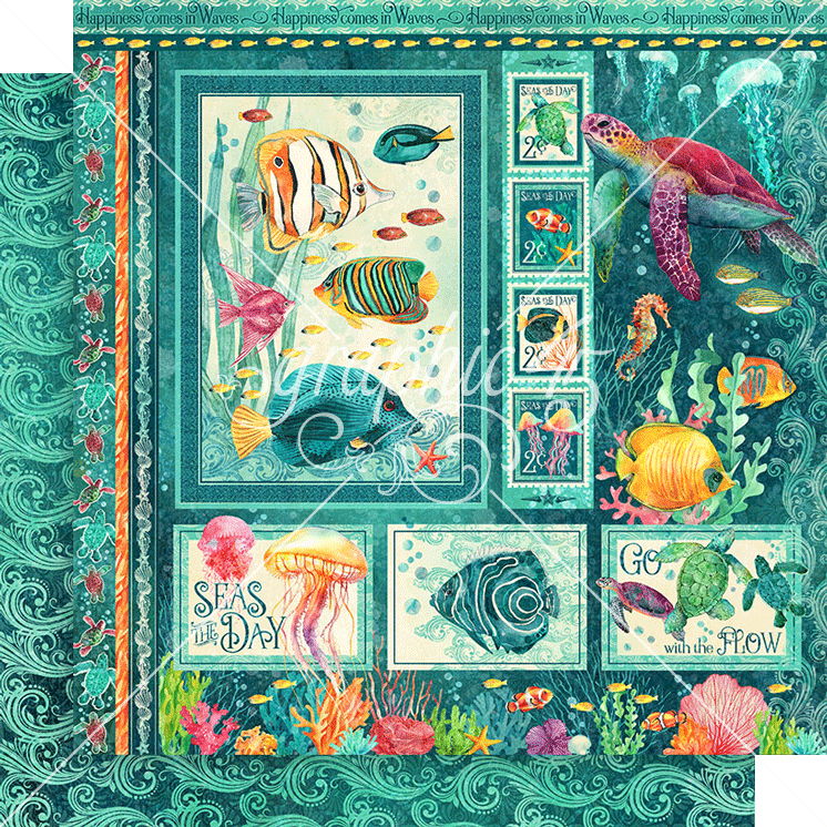 Graphic 45 Seas the Day: Seas the Day 12x12 DS Paper (1 Sheet)