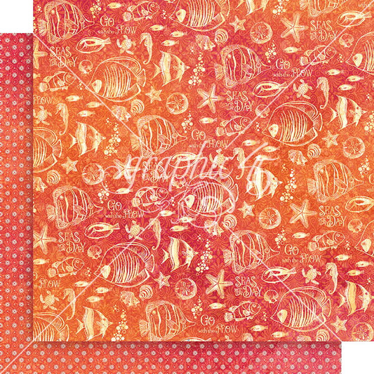 Graphic 45 Seas the Day: Hugs & Fishes 12x12 DS Paper (1 Sheet)