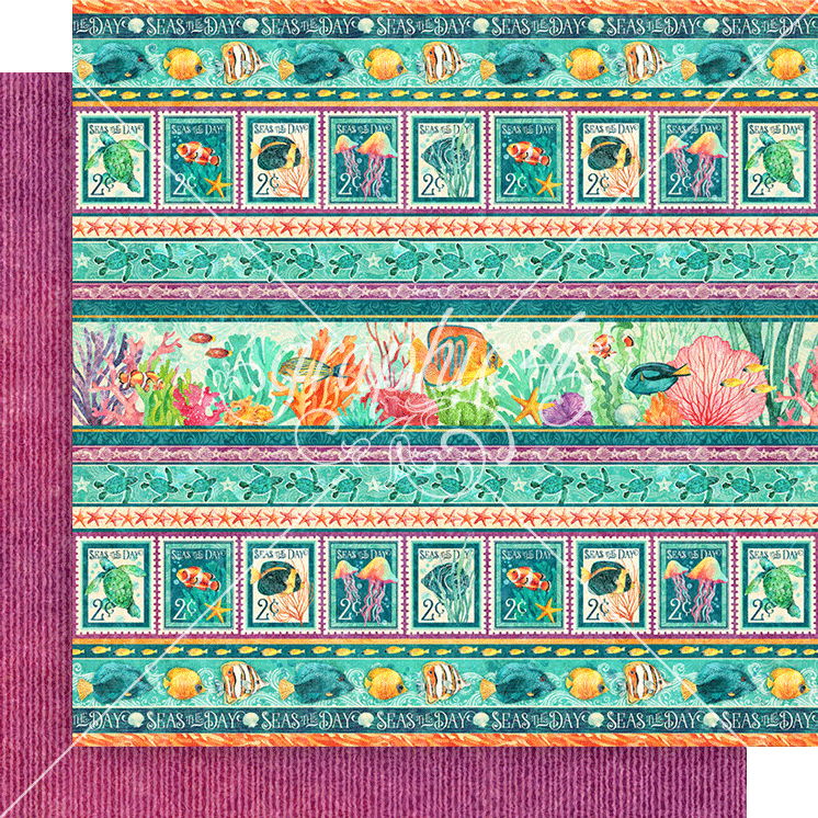Graphic 45 Seas the Day: You're Fintastic 12x12 DS Paper (1 Sheet)