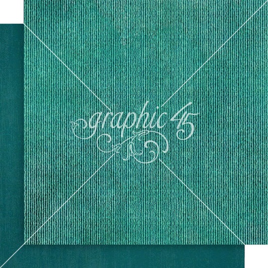 Graphic 45 Seas the Day: Turquoise Blue Pattern & Solid 12x12 DS Paper (1 Sheet)