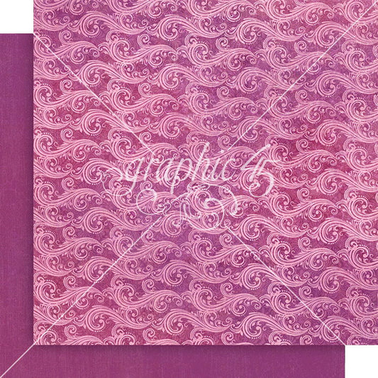 Graphic 45 Seas the Day: Purple Violet Pattern & Solid 12x12 DS Paper (1 Sheet)