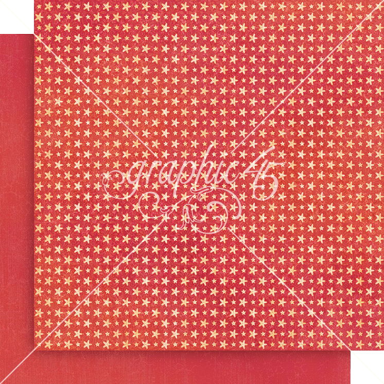 Graphic 45 Seas the Day: Coral Red Pattern & Solid 12x12 DS Paper (1 Sheet)