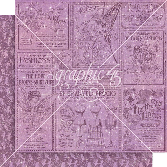 Graphic 45 Fairy Boutique: Newsworthy 12x12 DS Paper (1 Sheet)