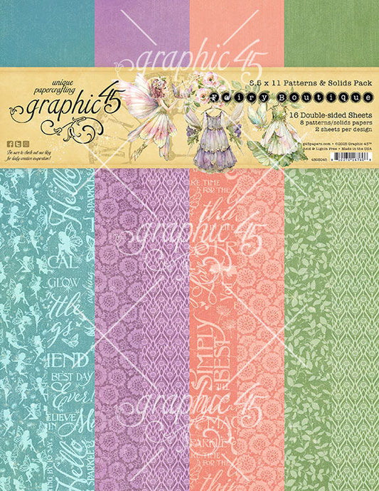 Graphic 45 Fairy Boutique 8.5 x 11 Patterns & Solids Pack